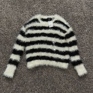 h&m black and white striped mohair sweater